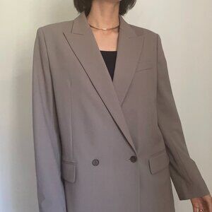 Aritzia Babaton Agency Blazer Wool Suit Jacket Light Pewter Grey